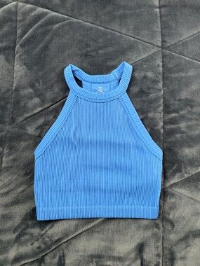 aerie Ribbed Halter Crop Top - Bright Blue
